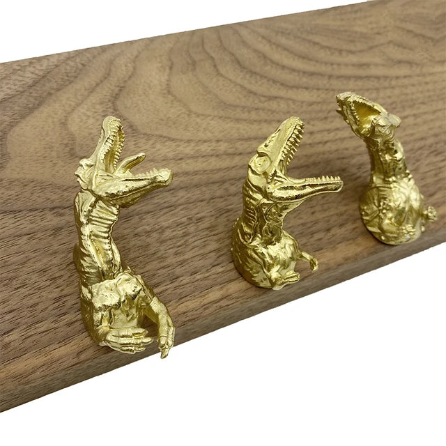 Luxury Dinosaur Wall Coat Rack / Door Knob™ | Brass Dinosaur Coat Hangers and Knobs