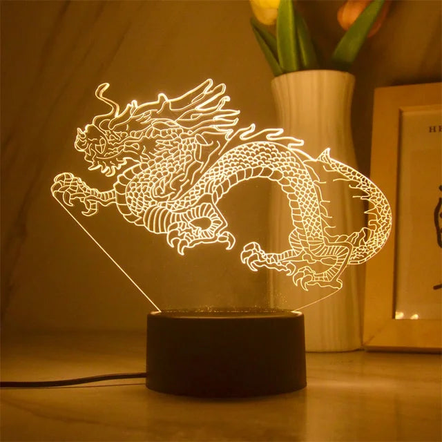 Nieuwe 3d Lamp Dinosaurus Nachtlampje Led Dino Lamp Usb Acryl Glazen Tafel Nachtlampje Decor